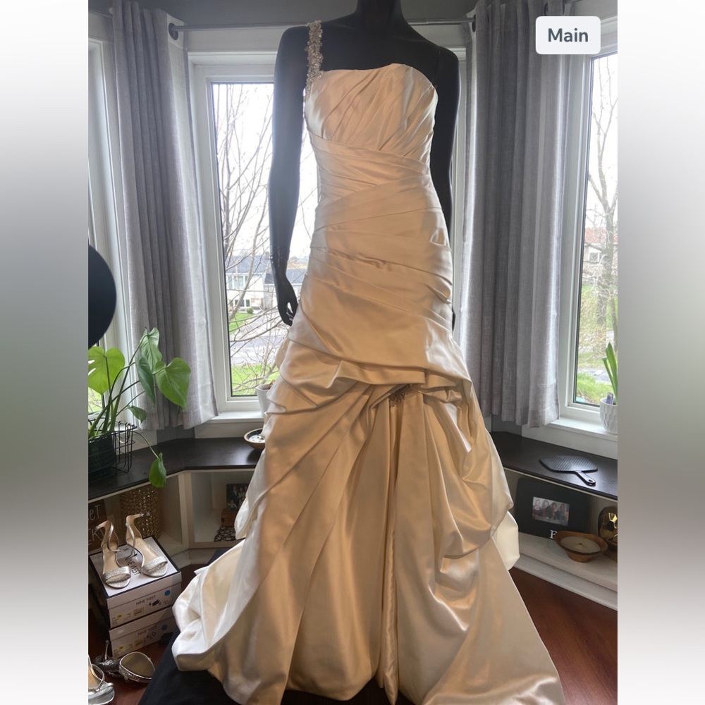 Maggie Sottera Ivory Satin One Strap Gown